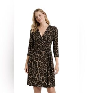 Anne Klein Leopard Print Wrap Dress Size S